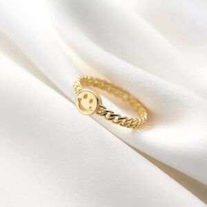 All Smiles Cuban Link Chain Adjustable Unisex Ring